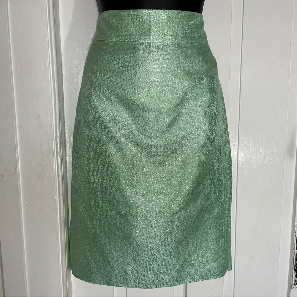 J CREW 2009 Mint Green Metallic Skirt